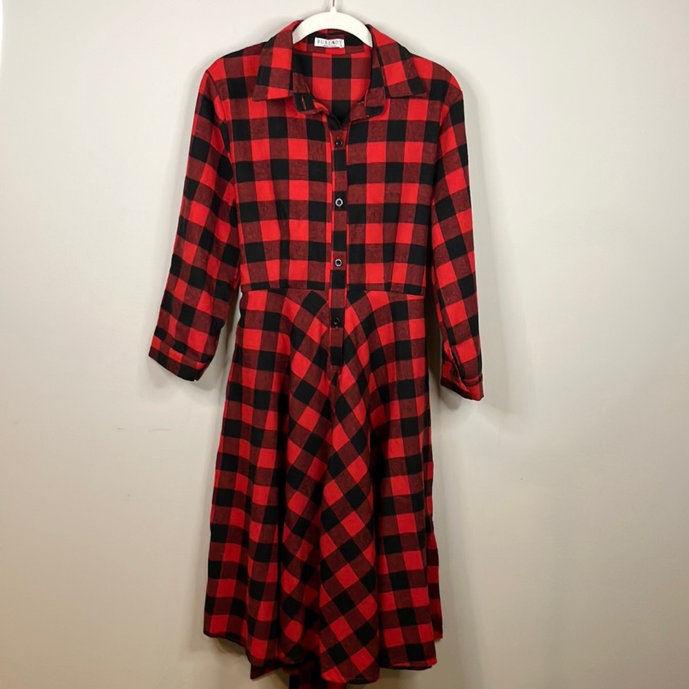 Burlady buffalo check flannel dress